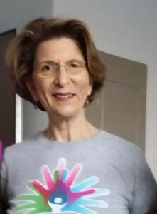 Jo-Ann D'Angelo, founder of the Parry Romberg Foundation, wearing a Rare Disease Day t-shirt